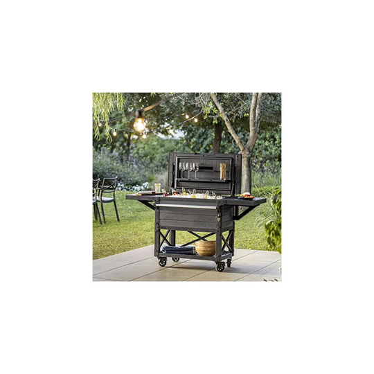 Keter 85 Litre (90 US Quart) Patio Cooler and Beverage Cart, Black