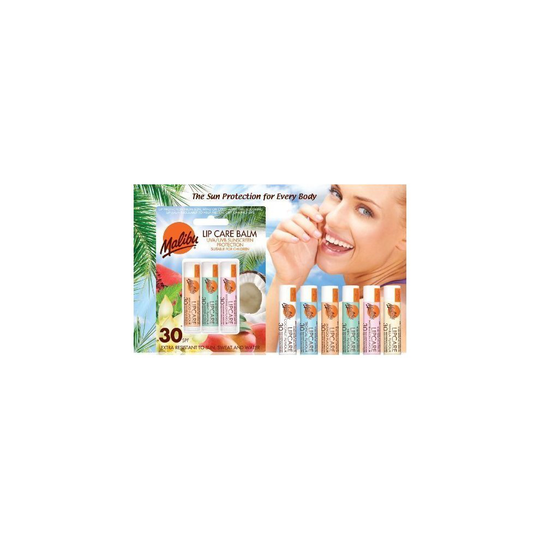 MALIBU LIP CARE BALM UVA/UVB SUNSCREEN PROTECTION SPF30 3PK