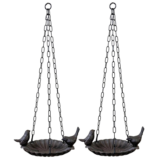 Hanging Cast Iron Garden Wild Bird Bath (Set of 2)