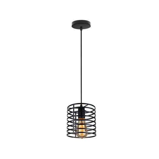 (Black) Eightfold cylinder Metal Cage Pendant Light Hanging Lamp