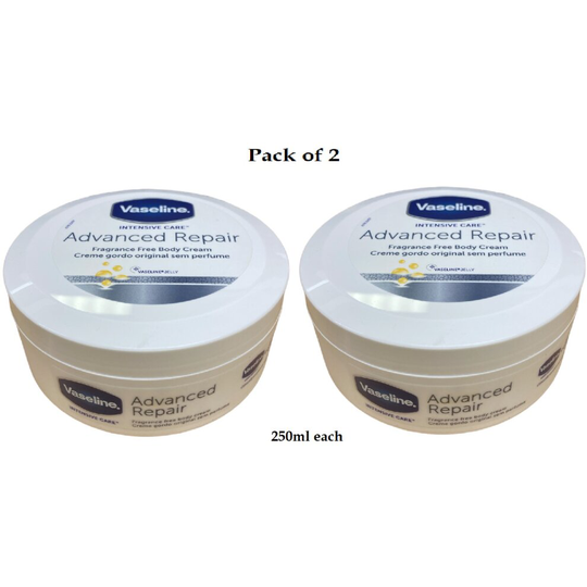 2XVaseline Intensive Care Repair Fragrance Free Body Cream 250ml