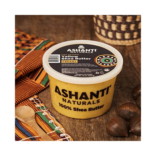 ASHANTI NATURALS 100% SOFT AND CREAMY NATURAL AFRICAN SHEA BUTTER, YELLOW, 15OZ.
