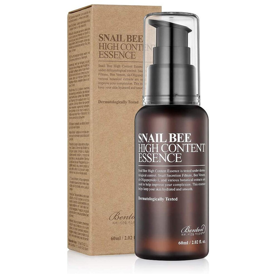 BENTON Snail Bee High Content Essence 60ml (2.02 fl. oz.) - Snail Secretion Filtrate & Bee Venom Contained Moisturizing Gel for Oily, Combination,