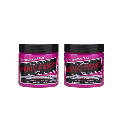 (Cotton Candy, Twin Pack) MANIC PANIC HIGH VOLTAGE CLASSIC CREME SEMI PERMANENT HAIR COLOUR 118M- Shine Bright & Stand Out With Classic Creme Range, V