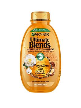 Garnier Ultimate Blends Marvellous Oils Shine Enhancing Vegan Shampoo for Dull Hair Enriched with Argan & Camellia Oil 400ml, One Colour, Women