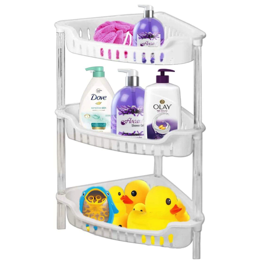 ADEPTNA Strong White Plastic Shower Caddy Corner Shelf Bathroom Rack
