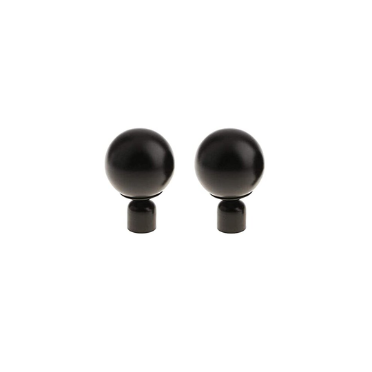 AKAMAS Decorative Recess Bracket Curtain Rail Support Ends Curtain Pole Bracket Drape Rod Finals Head Cap Finials inner 22mm,Black,2pcs