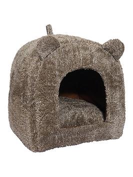 Rosewood Brown Teddy Bear Cat Bed