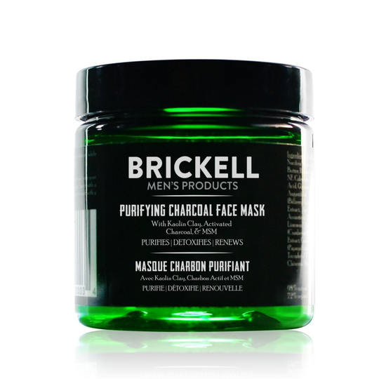Brickell Men's Purifying Charcoal Face Mask - Natural Activated Charcoal Mask With Detoxifying Kaolin Clay - 4oz