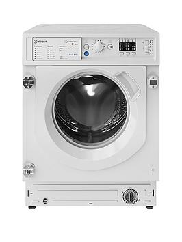 Indesit Biwdil861284 Built-In 1200 Spin, 8Kg Wash, 6Kg Dry Washer Dryer - White - Washer Dryer Only
