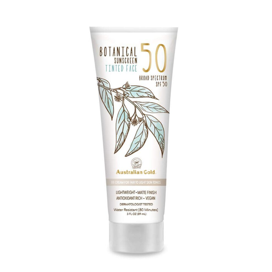 NEW Australian Gold Botanical Sunscreen Tinted Face BB Cream SPF 50, 3 Ounce, Fair-Light, Broad Spectrum, Water Resistant, Vegan, Antioxidant Rich