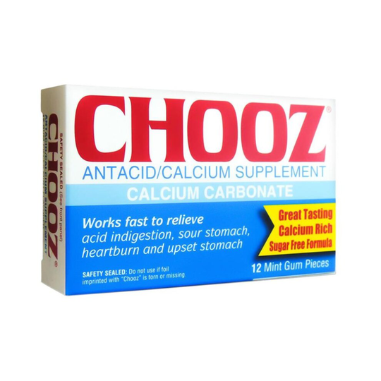 Chooz Antiacid/Calcium Supplement Mint Gum 12'S