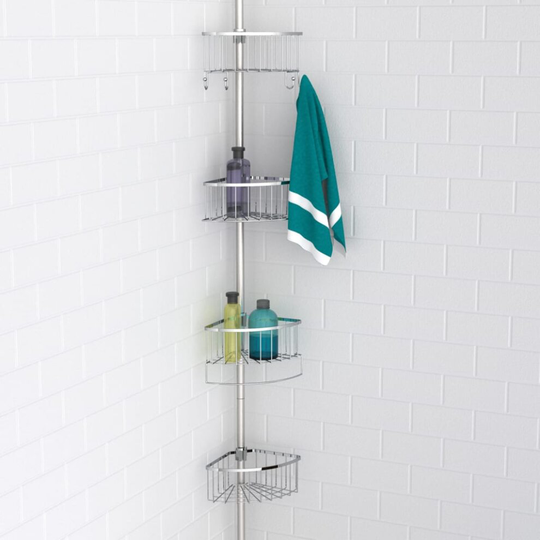EISL Telescopic Corner Shower Shelf Chrome Bath Caddy Telescopic Shower Rack