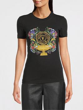 Versace Jeans Couture Floral Logo Emblem T-Shirt - Black