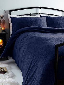 Silentnight Teddy Fleece Duvet Cover Set - Navy