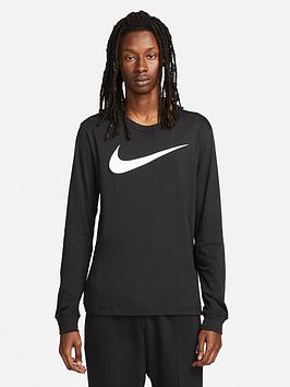 Nike Nsw Long Sleeve Swoosh T-Shirt - Black/White