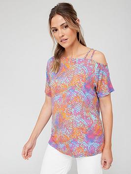 Everyday Slouch Strap Shoulder Detail T-Shirt - Print