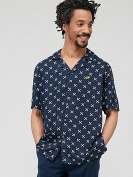 Lyle & Scott Shuttle Print Reverse Collar Shirt - Navy