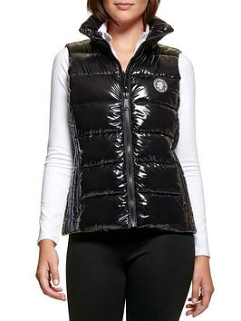 DKNY SPORT SPORT High Shine Padded Gilet - Black, Black, Size Xs, Women
