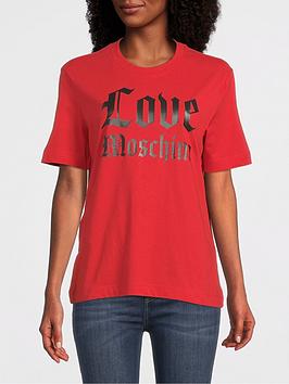 Love Moschino Logo Print T-Shirt - Red
