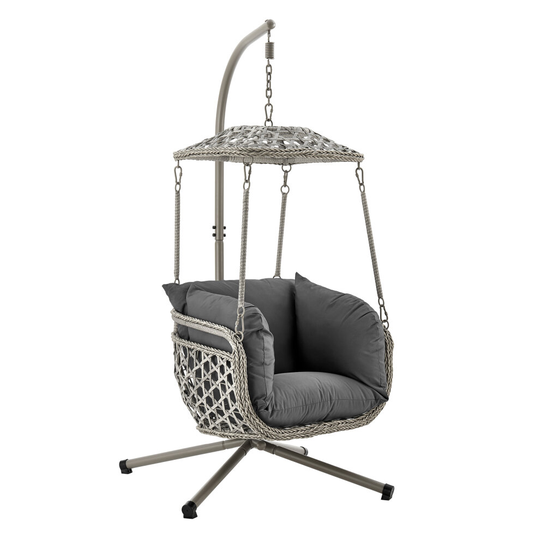 Rattan Effect Garden Hanging Egg Swing Chair Relaxing Patio Hammock w/ Cushions
