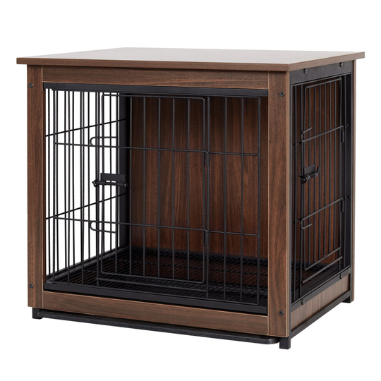 (M(60.6x46x59cm)) Wood Dog Crate Small And Medium Dog Cage Indoor