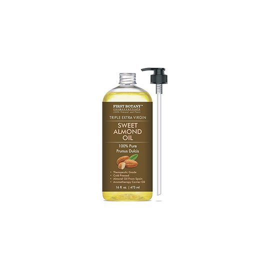 Sweet Almond Oil, Triple AAA+ Grade Quality, For Hair, For Skin and For Face, 100% Pure and Organic from Spain, Cold Pressed , 16 fl oz