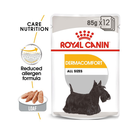 (Saver Pack: 24 x 85g) Adult Wet Dog Food Care Nutrition Dermacomfort Royal Canin