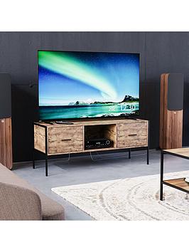 Vida Designs Brooklyn 2 Drawer Tv Unit - Fits Up To 50/60 Inch Tv - Dark Oak