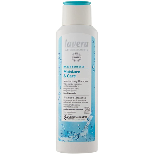 lavera Shampoo Basis Sensitiv Moisture and Care Moisturising Shampoo Hair Care Natural Cosmetics Vegan Certified 250ml