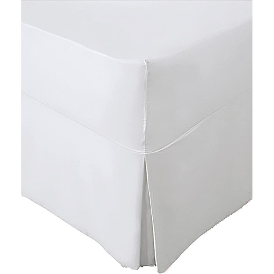 (King, White) Non-Iron Percale Fitted Valance Sheet Pleated