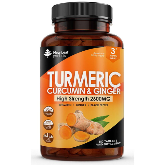 Turmeric Curcumin Tablets 2600mg - Black Pepper & Ginger 180 Tablets