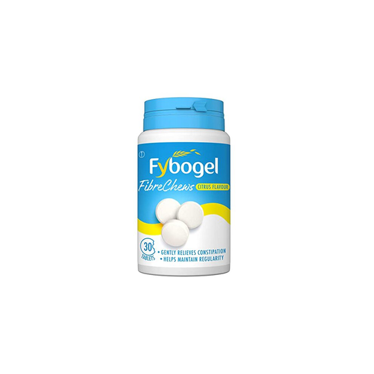 Fybogel Fibre Chews, Citrus Flavour for Constipation Relief, Chewable Fibre Tablets, 30 Tablets