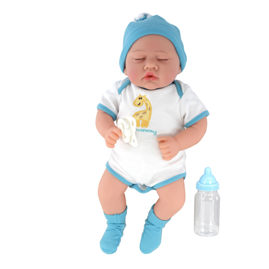 (Sleeping Boy) The Magic Toy Shop 17" Realistic Reborn Baby Doll Girl Boy Handmade Sleeping Open Eyes Dummy Bottle