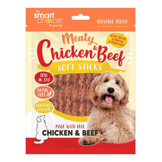 Smart Choice Meaty Chicken Beef Soft Sticks Dog Puppy Treats Reward Chew Food