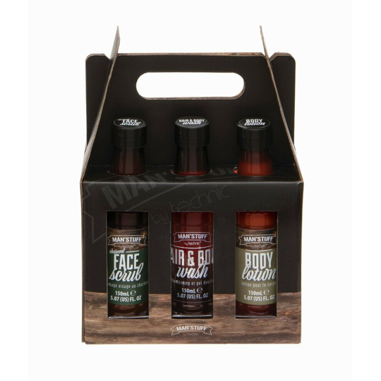 Man'Stuff Ultimate Festive 6-Pack Bath & Body Toiletry Gift Set For Men Containing Body Wash, Face Wash And Muscle Soak 6 x 150ml, Stocking Fillers