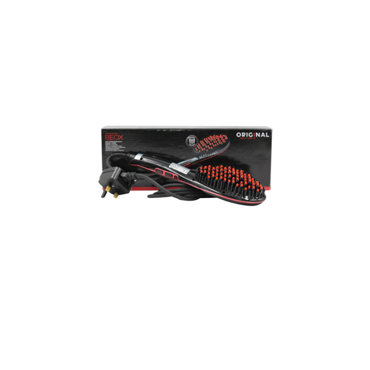 New Beox Black Red Hair Straightener Heated Brush with LCD Display