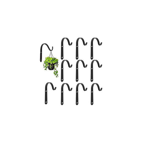 Set of 10 Hanging Basket Bracket Hooks Iron Wall Hanging Hooks Curved Up Plant Hook for Hanging Bird Feeders, Lanterns (2.8 * 1.6inches)