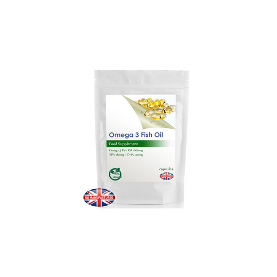 60 x Omega 3 Fish Oil (30% DHA/EPA) 1000mg Capsules, Brain, Vision UK