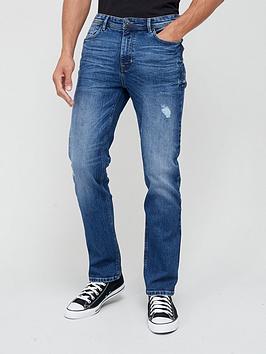 Very Man Straight Jean With Stretch - Mid Blue, Mid Blue, Size 32, Inside Leg Short, Men