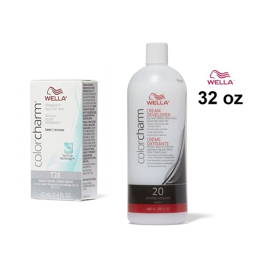 (T28, Developer (Vol.20) 32oz) Wella Color Charm Developer 20 Volume 32oz