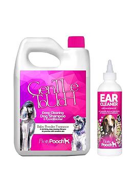 Pretty Pooch Baby Powder Fragrance Dog Shampoo 2L &Amp; Ear Cleaner 250Ml - Suitable For Sensitive Skin &Amp; All Dog Breeds