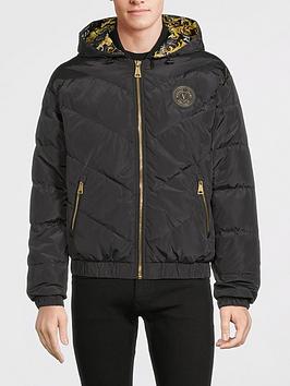 Versace Jeans Couture Hooded Padded Jacket - Black