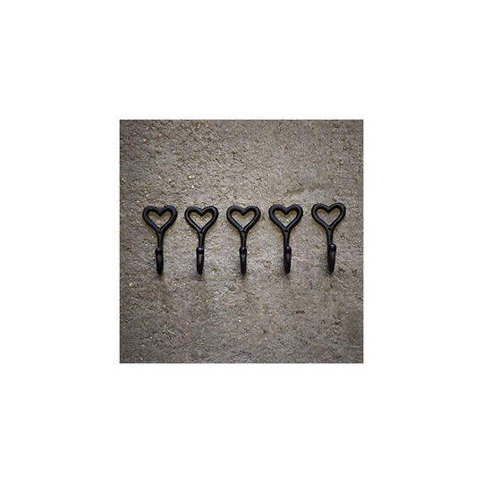 5Pc Love Heart Coat Hooks Wall Mounted Black Coat Hanger For Wall