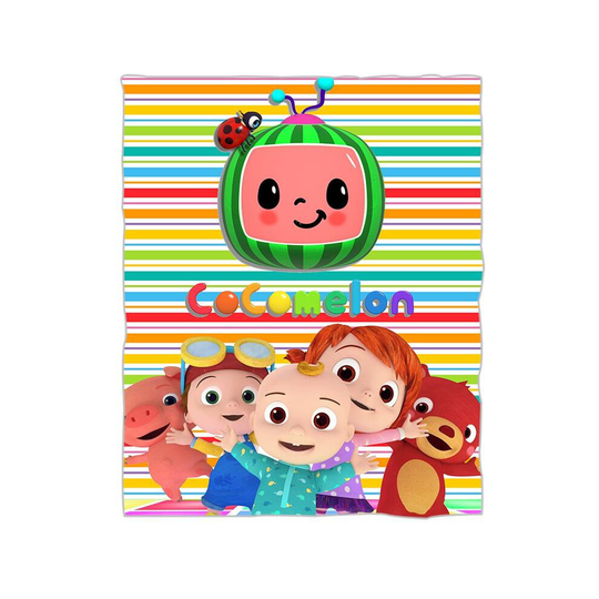 (Stripe, 75x100cm-29.52x39.37in) Soft Warm Flannel Bedding Plush Sleeping Blankets Kids Baby Cocomelon Blanket