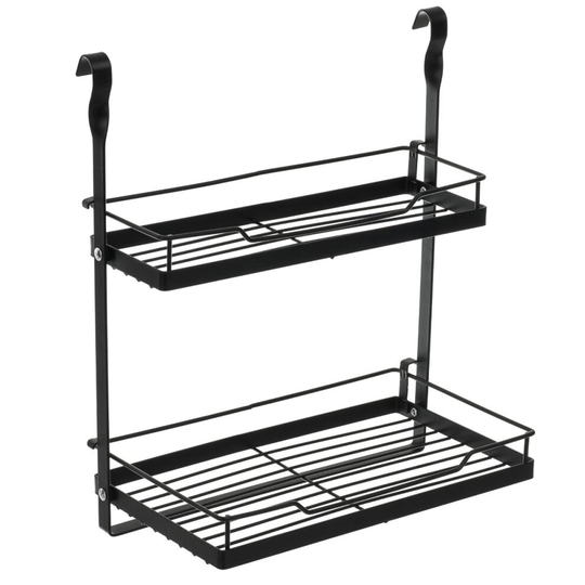 (2 SHELF RACK - BLACK) LIVIVO Kitchen Saucepan Lid Hooks Tool Utensils Holder Hanging Rail Rack Wall Mounted