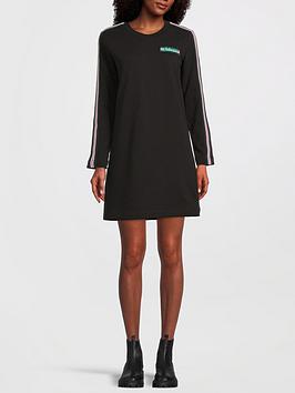 Love Moschino Logo Patch Sweatshirt Dress - Black