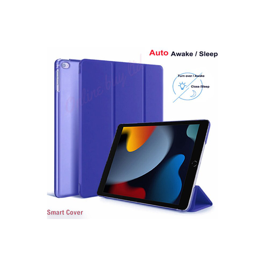 (Blue) For Apple iPad 9th Generation 10.2 Inch 2021 TriFold Smart Stand Auto Sleep Wake Case Cover For iPad 10.2