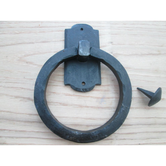 Hand Forged Ring Door Knocker Black Wax