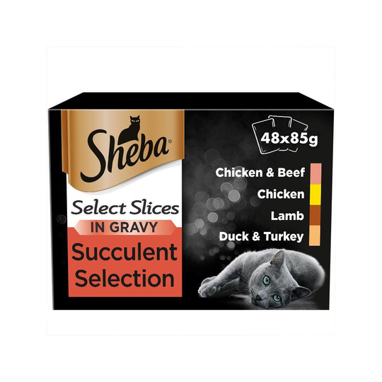 Sheba Select Slices Cat Pouches Succulent Collection In Gravy 12x85g (Pack of 4)